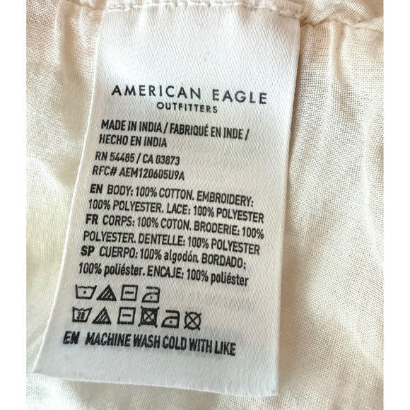American Eagle‎ Womens Halter Crop Top Cream Cotton Eyelet Lace Size L Boho - Picture 6 of 8